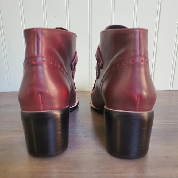 Brazil Leather Booties Pointed Toe Buckle Accents Fringe Detail Witchy Punk - Picture 4 of 13